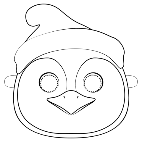 Christmas Penguin Mask For Kids Coloring Page