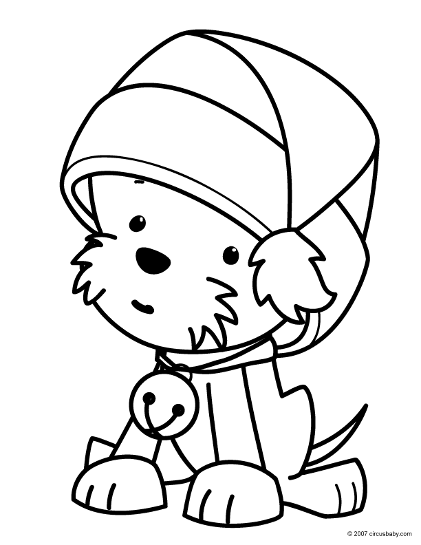 Christmas Puppy Image For Kids Coloring Page