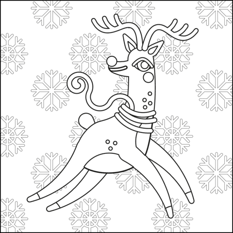 Christmas Reindeer Cute Image Coloring Page