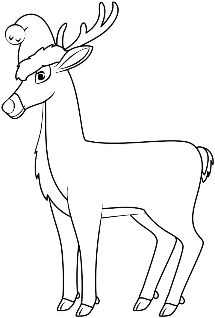 Christmas Reindeer For Kids Sweet Coloring Page