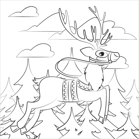 Christmas Reindeer Picture Coloring Page