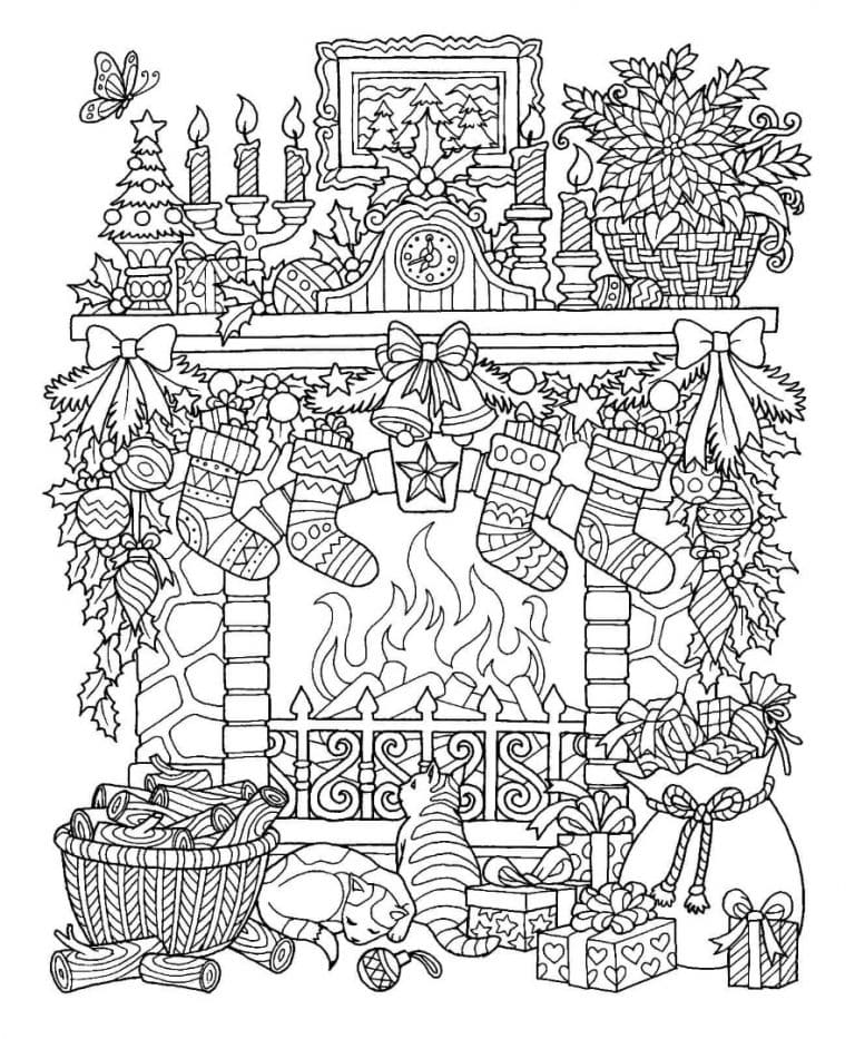 Christmas Scene Image For Children Coloring Page