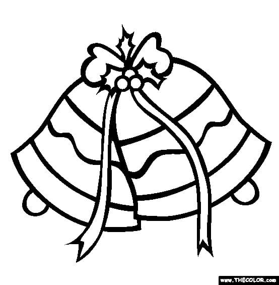 Christmas Silver Jingle Bells Online Coloring Page