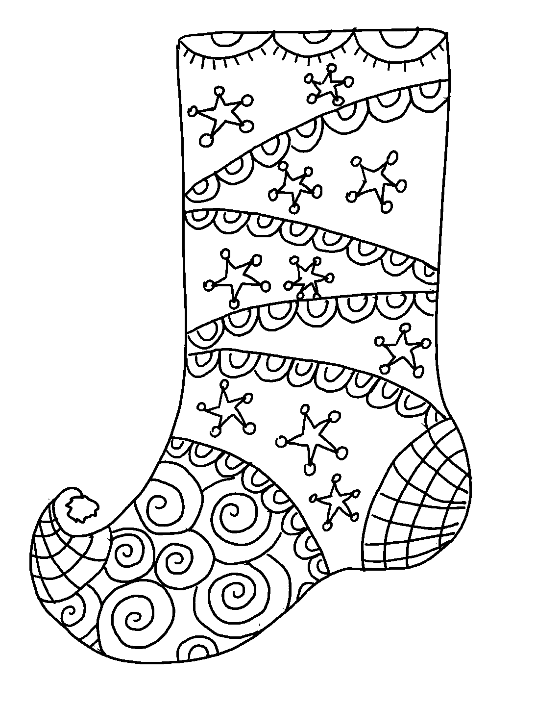 Christmas Stocking Clip Art For Kids Coloring Page