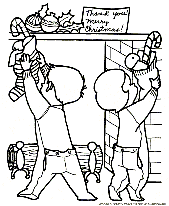 Christmas Stocking Drawing For Kids Coloring Page