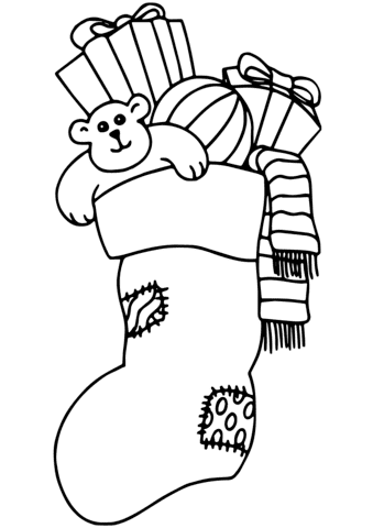 Christmas Stocking Filled With Gifts Coloring Page
