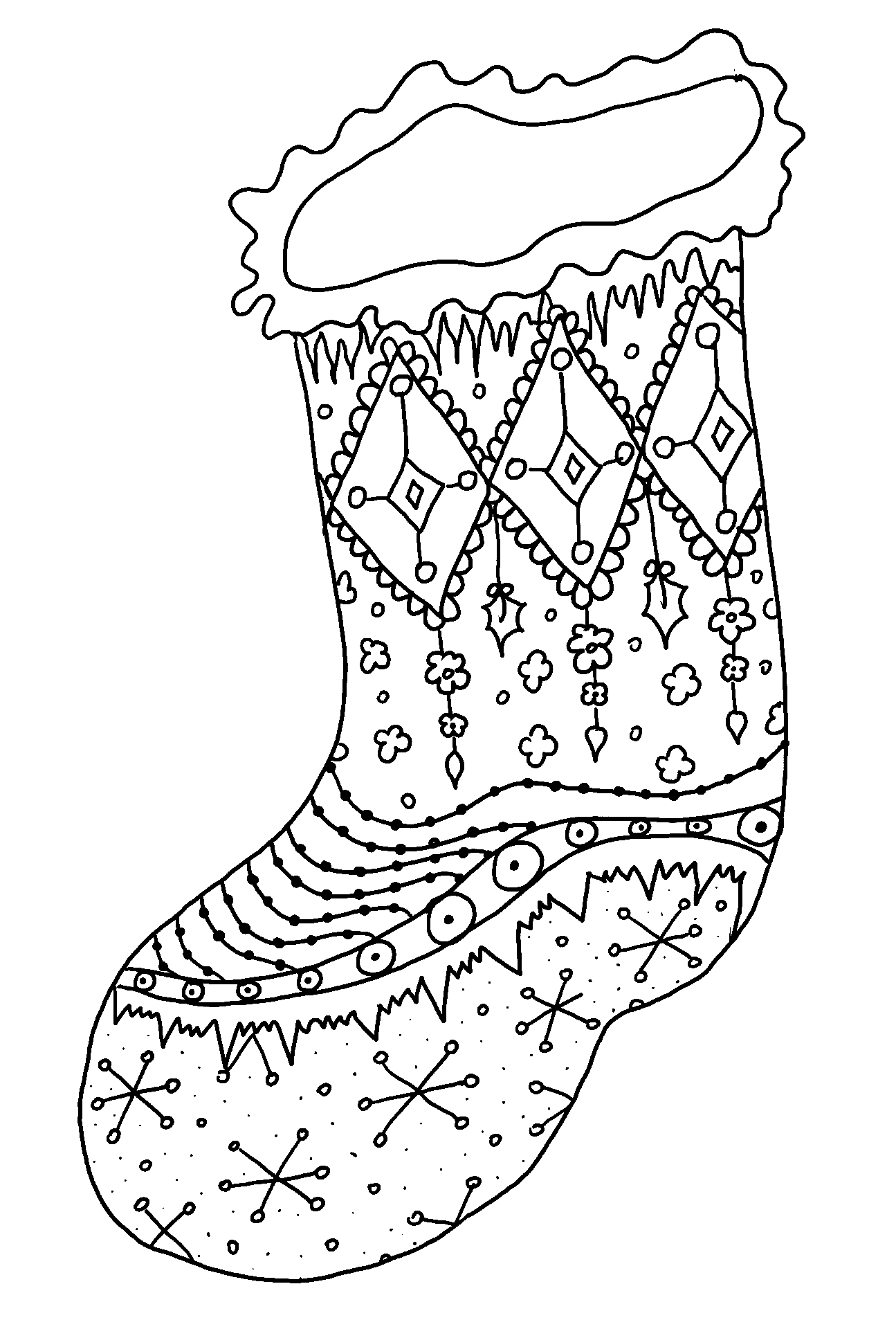 Christmas Stocking Pretty Image Coloring Page