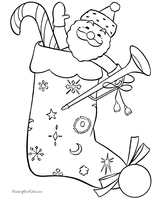 Easy Christmas Stocking Coloring Page
