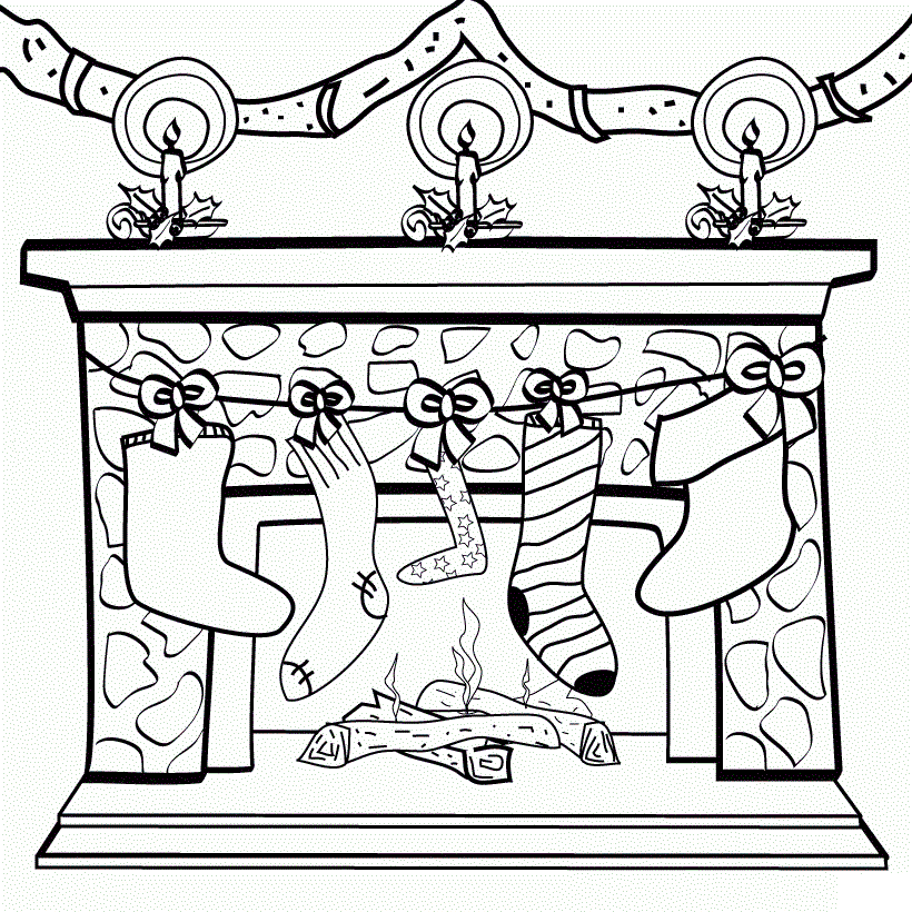 Christmas Stockings And Decoration For Kids Coloring Page