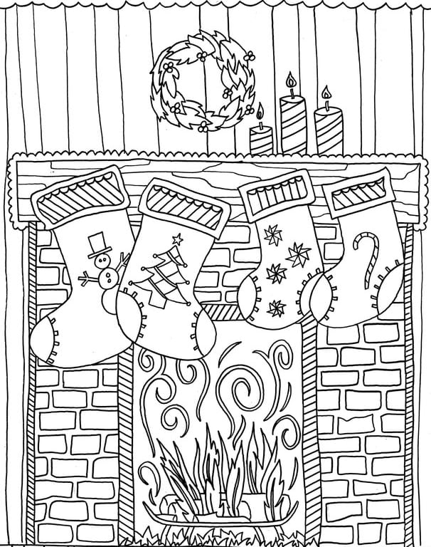 Christmas Stockings Image For Children Coloring Page