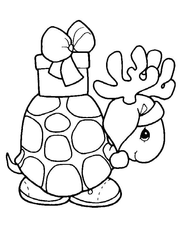 Christmas Turtle Image For Kids Coloring Page