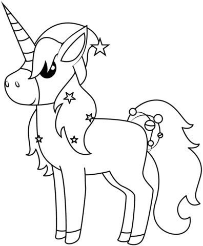 Christmas Unicorn Image For Kids Coloring Page