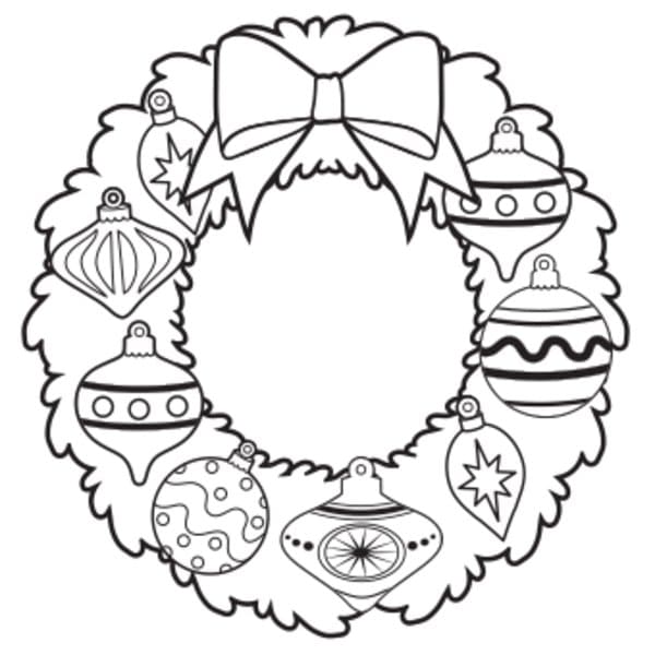 Christmas Wreath Image For Kids Coloring Page