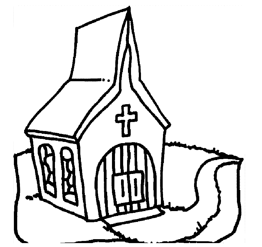 Church Drawing For Children Coloring Page