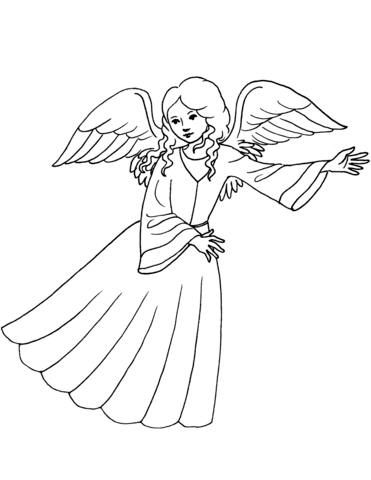 Cute Angel Girl Image For Kids Coloring Page