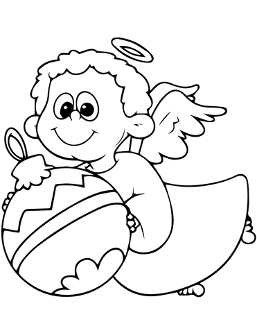 Cute Angel With Christmas Decoration Image For Kids