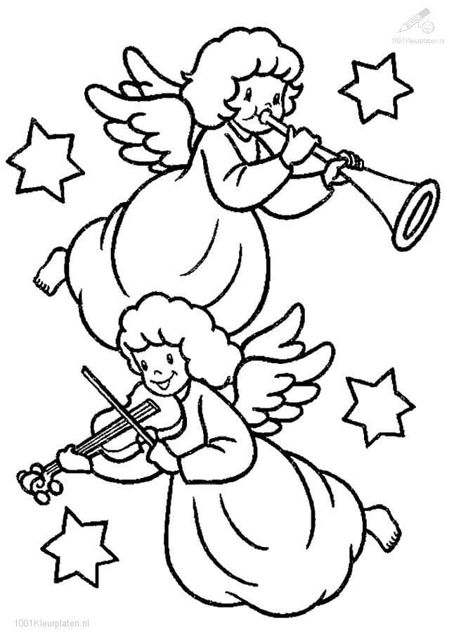 Cute Angels Sweet Coloring Page