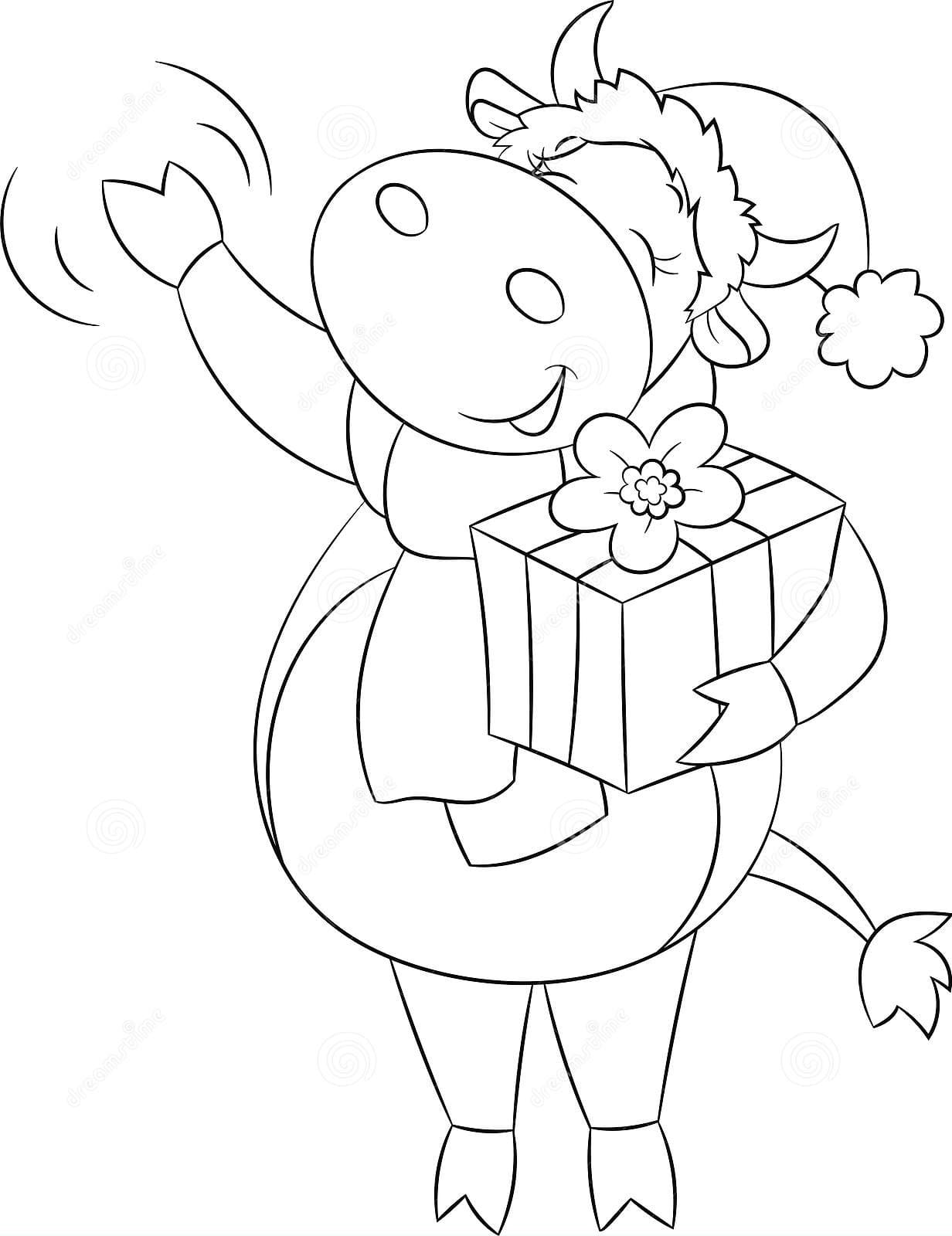 Cute Black And White Of A Cow Coloring Page
