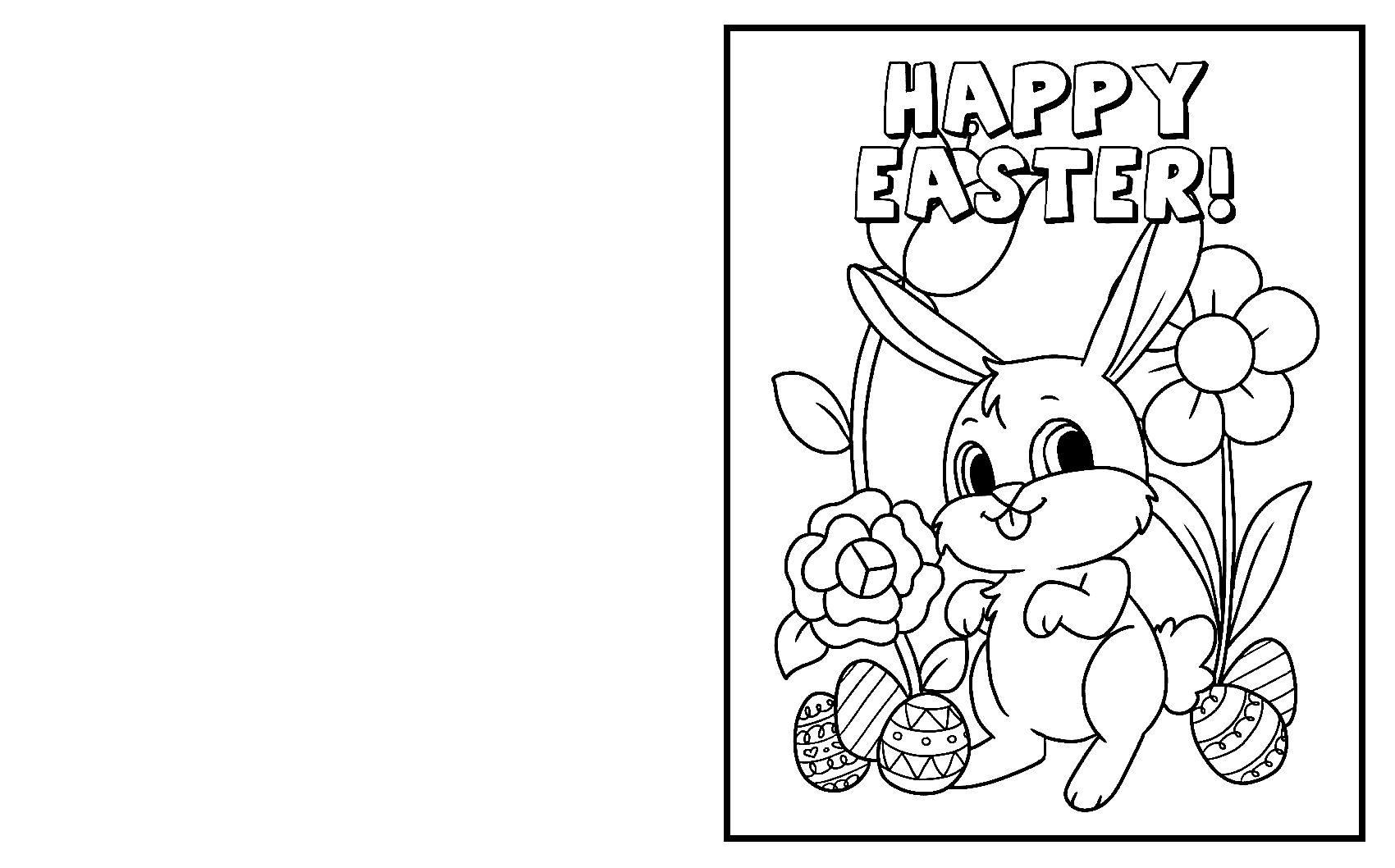 Cute Easter Bunny Card Coloring Page