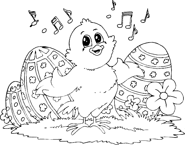 Cute Easter Chick Image For Children Coloring Page