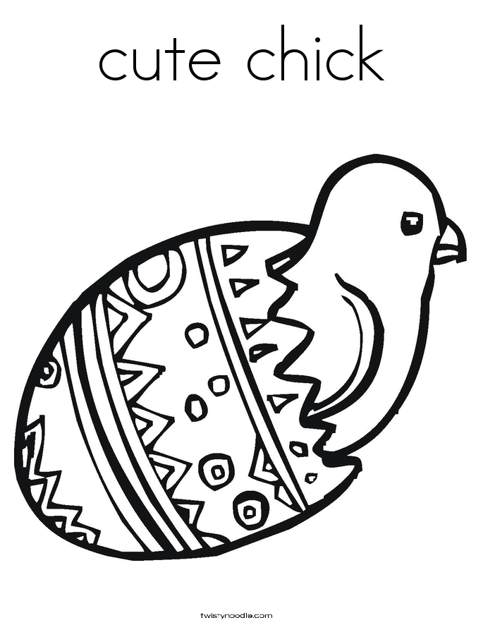 Cute Easter Chick Picture Coloring Page