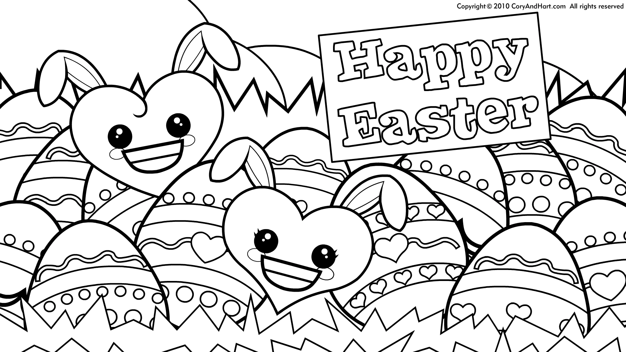 Cute Easter Eggs Drawing Coloring Page