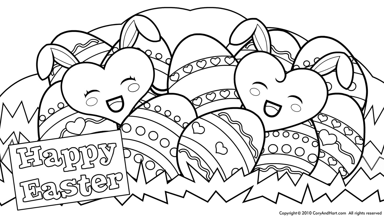 Cute Easter Eggs Painting For Children Coloring Page