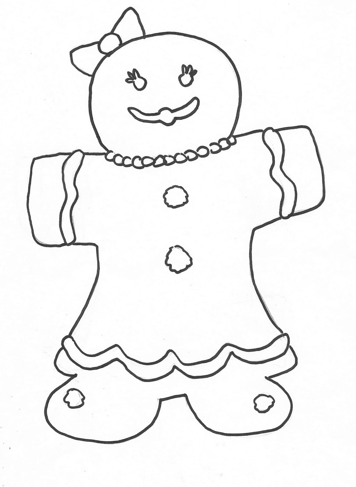 Cute Gingerbread Girl Coloring Page