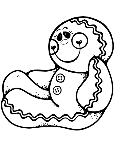 Cute Gingerbread Man Picture Coloring Page