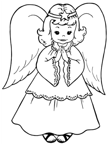 Cute Little Angel Image For Kids Coloring Page