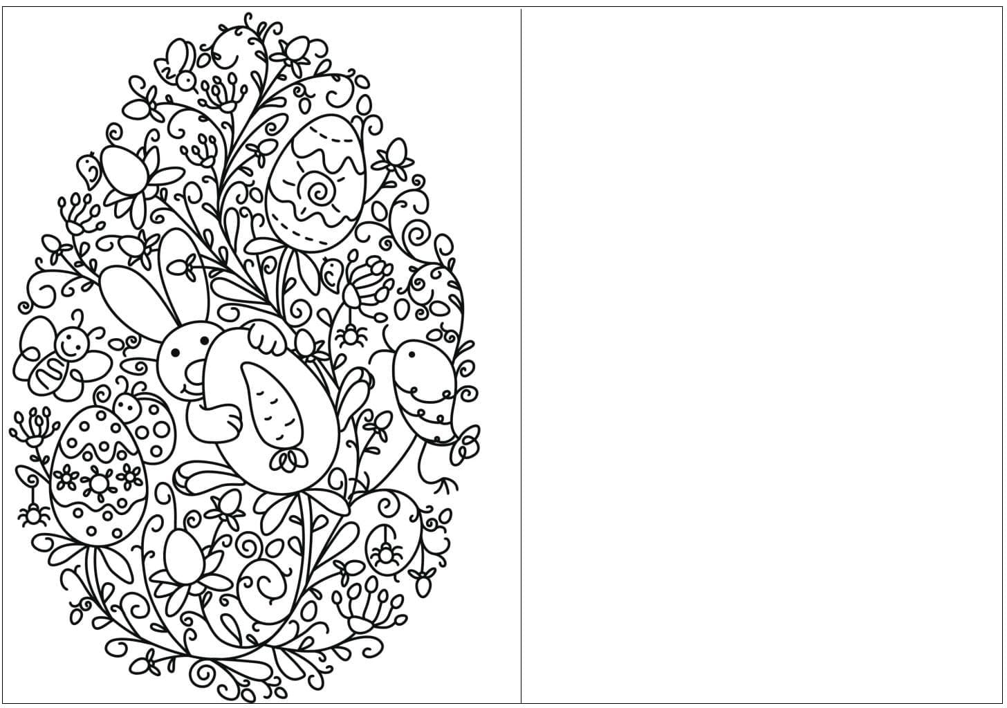Cute Patterned Easter Egg Card Printable Coloring Page