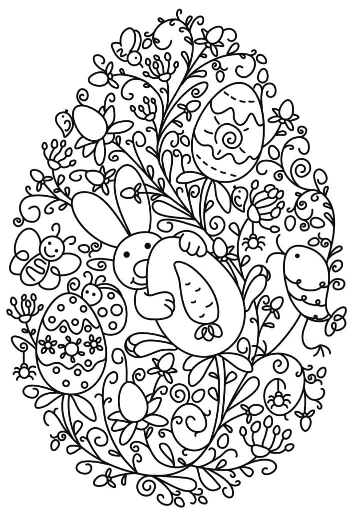 Cute Patterned Easter Egg Printable Coloring Page