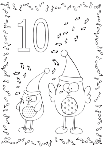 December 10 With Birds Singing A Christmas Song Image For Kids Coloring Page