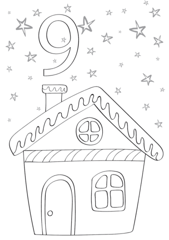 December 9 With A House In Winter Printable Coloring Page