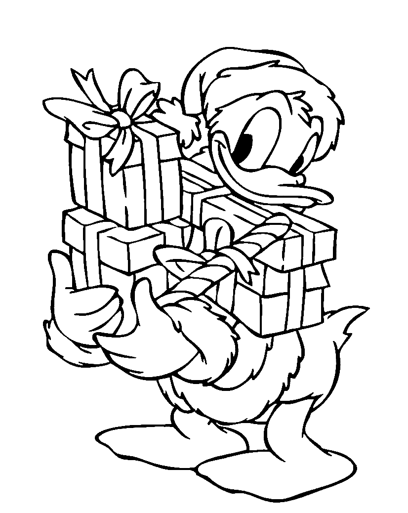 Donald Duck Giving Presents Coloring Page