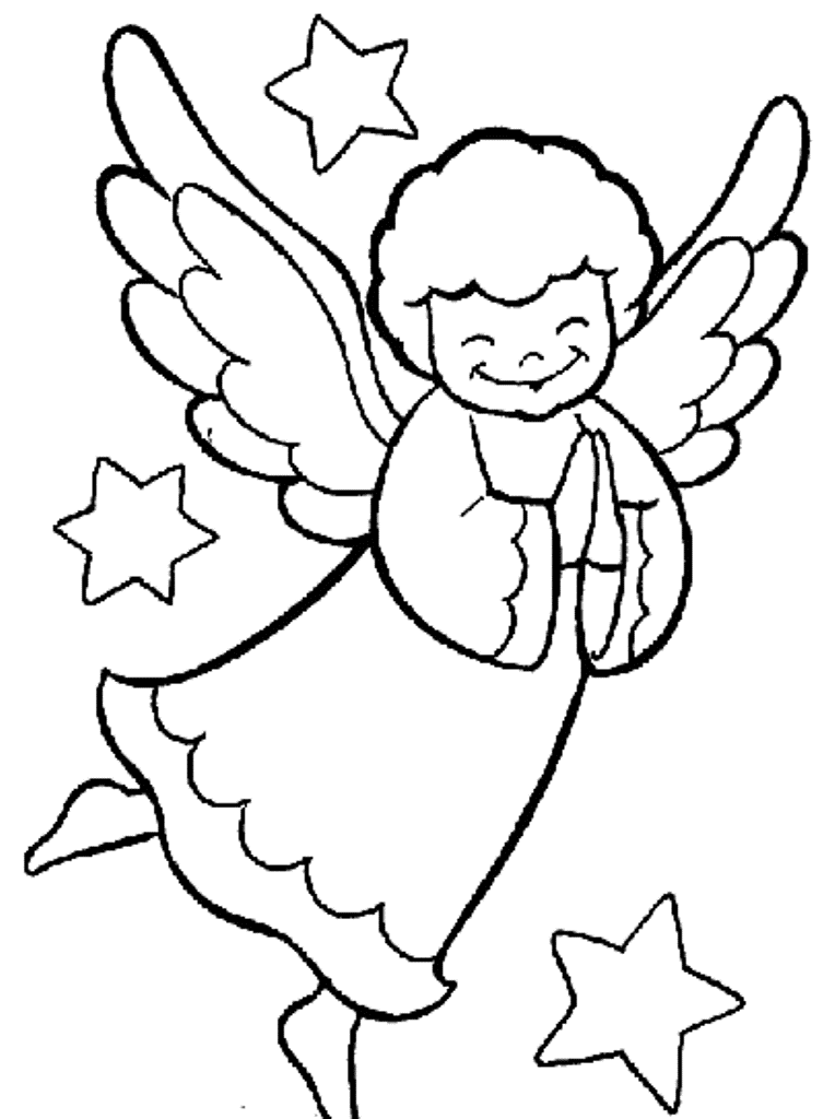 Download Free For Christmas Angel Coloring Page