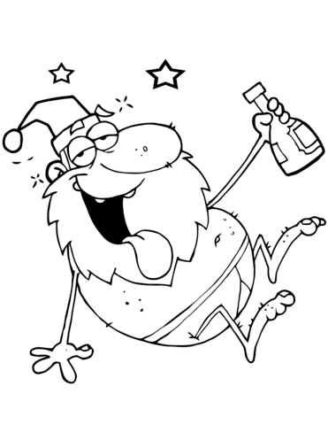 Drunk Santa Claus Image For Kids Coloring Page