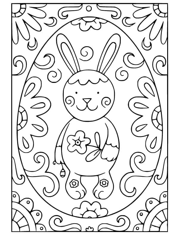 Easter Bunny Card For Children Coloring Page