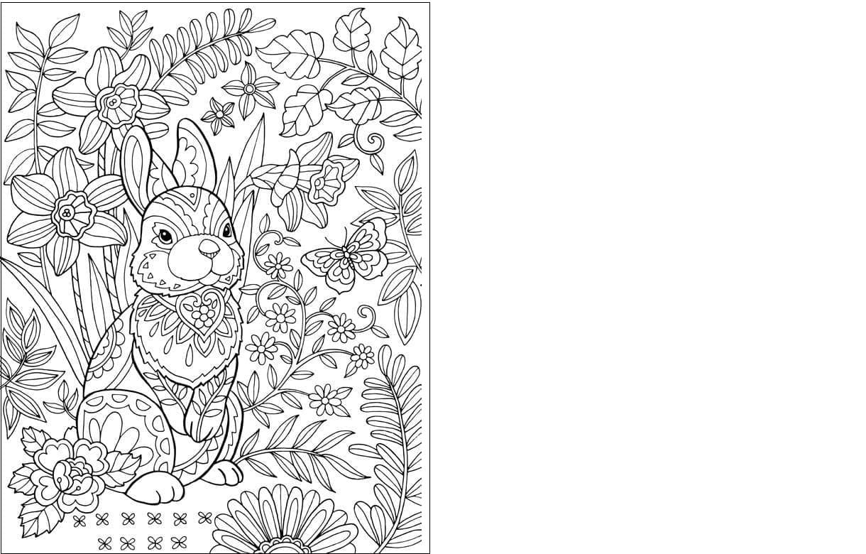 Easter Bunny Drawing Card For Children Coloring Page