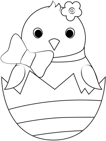 Easter Chick Drawing For Children Coloring Page