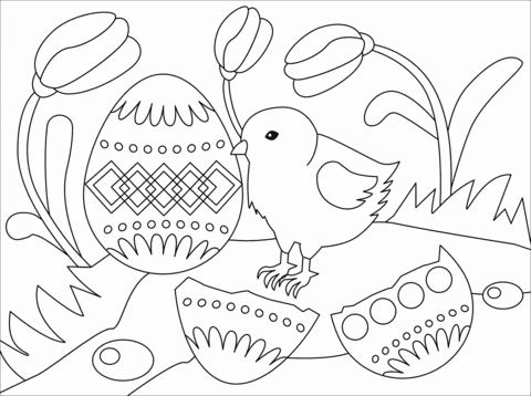 Easter Chick Image For Kids Coloring Page