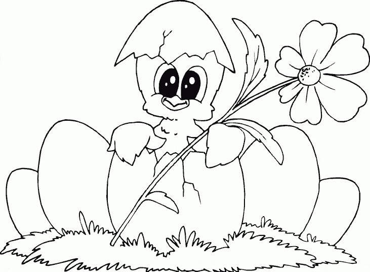 Easter Chick Painting For Kids Coloring Page