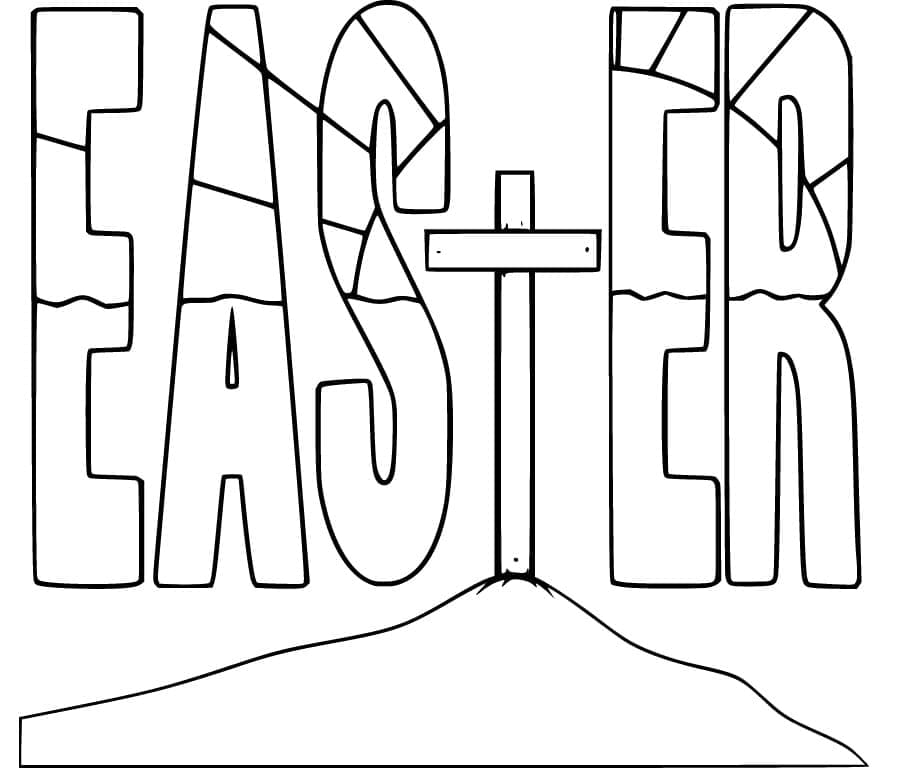 Easter Cross Doodle Image For Children Coloring Page
