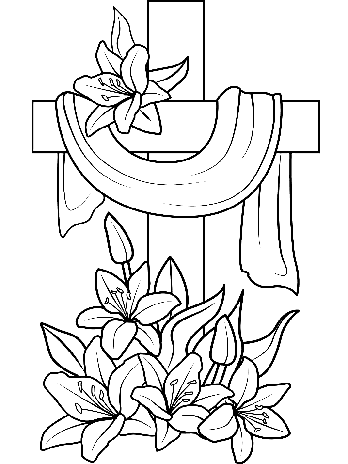 Easter Cross Free Coloring Page