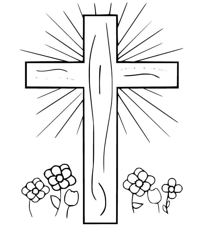 Easter Cross To Color Image For Kids