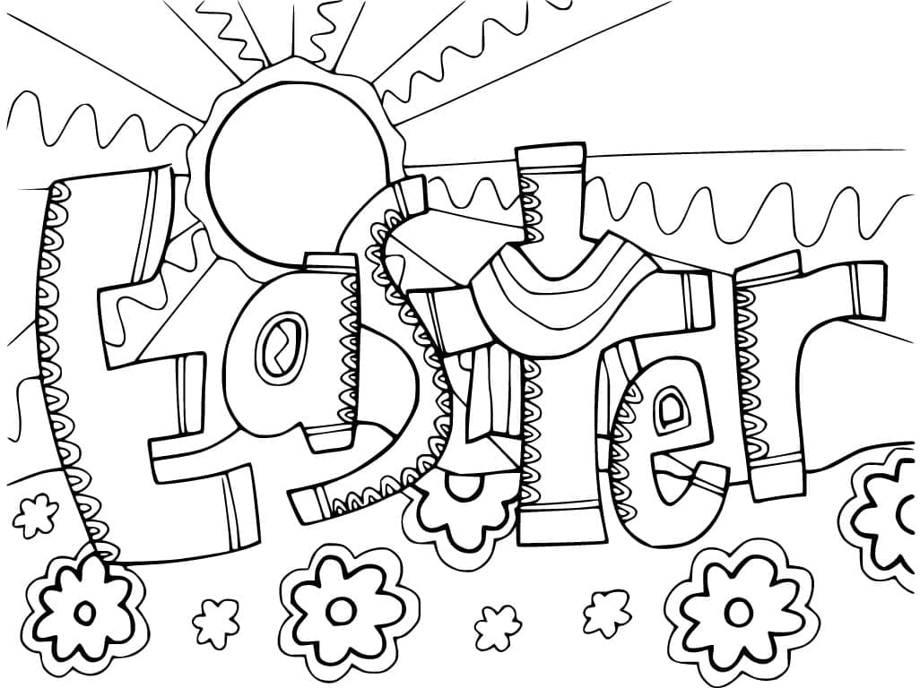 Easter Doodle Cross Printable Coloring Page