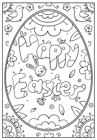 Easter Doodle Printable Coloring Page