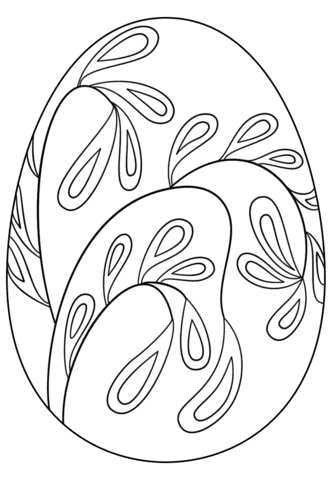 Easter Egg With Floral Pattern Image For Kids Coloring Page