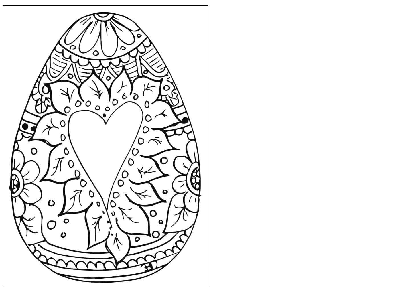 Easter Egg With Heart Card Image For Children Coloring Page