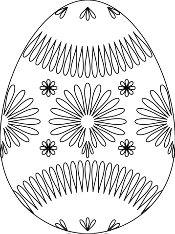 Easter Egg with Flower Pattern Image For Children Coloring Page